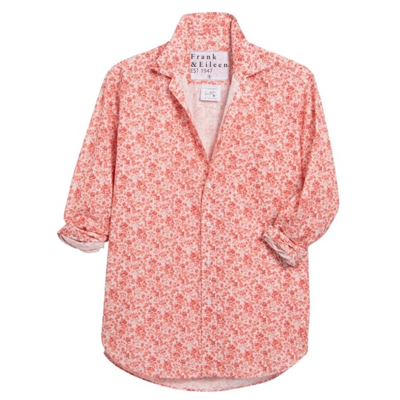Frank & Eileen Finbar Red Floral Button Down Cotton Shirt Long Sleeve Size Small - Picture 1 of 10